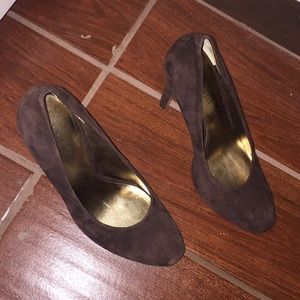 Brown suede heels
